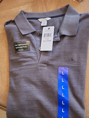 Calvin Klein Men's Textured Polo Shirt - Gray